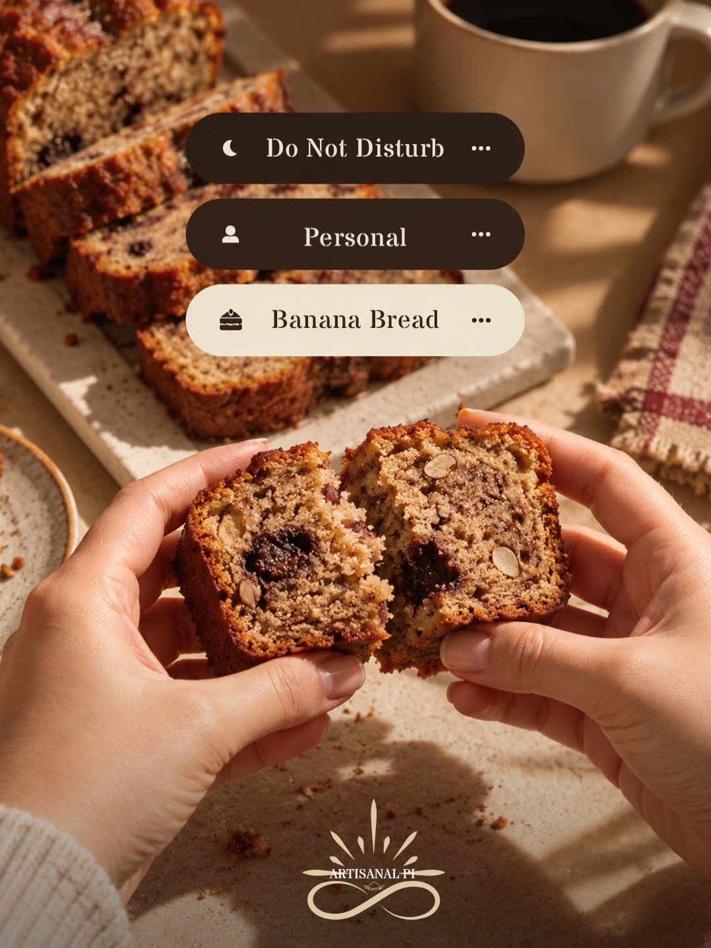 New focus mode just dropped. 
Do Not Disturb, Personal, and Banana Bread: the only setting your customers need with their coffee.
👉 Want it on your counter? DM us or tap the link in bio to request a tasting.

#ArtisanalPi #BananaBread #CafeSupply #DessertSupplier #DubaiCafes
